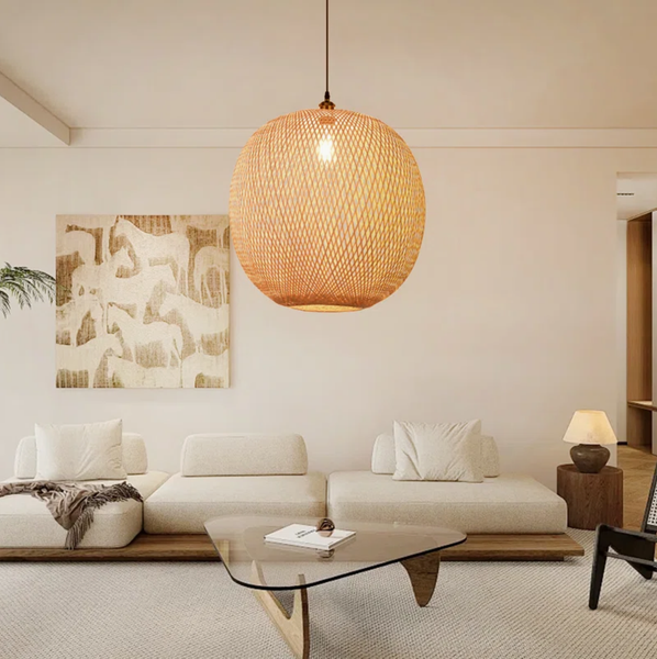  Handwoven Round Bamboo Pendant Light - CL_NCV084 