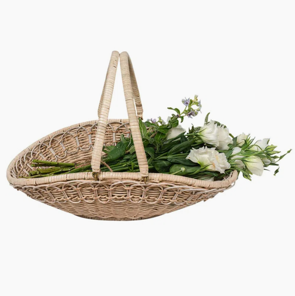  Rattan Garden Trug Basket with Tall Handle - TR_NCV037 