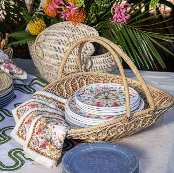  Rattan Garden Trug Basket with Tall Handle - TR_NCV037 