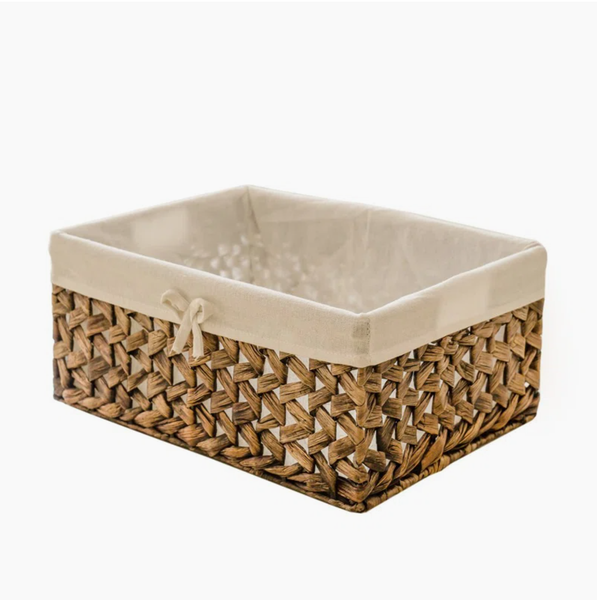  Water Hyacinth Storage Basket Set with Fabric Liners - TR_NCV041 