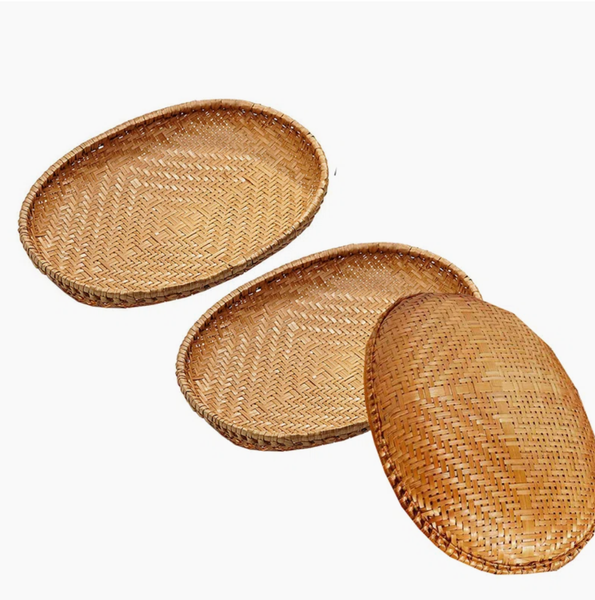  Set of 3 Oval Woven Bamboo Serving Trays TR_NCV043 