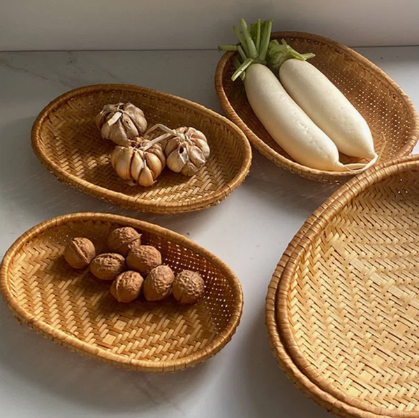  Set of 3 Oval Woven Bamboo Serving Trays TR_NCV043 