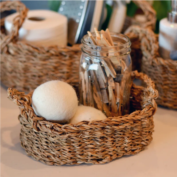  Set of 3 Oval Woven Serving Baskets with Handles - TR_NCV044 