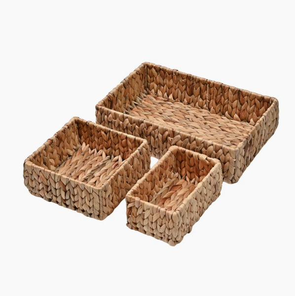  Handwoven Water Hyancinth Organizer Basket Set - BA_NCV102 