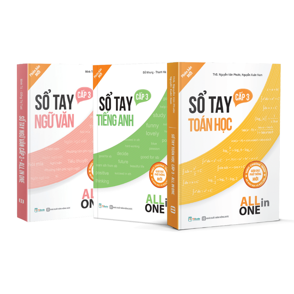  Combo 3 cuốn sổ tay cấp 3 khối D01 (Toán, Ngữ Văn, Tiếng Anh) - Tài liệu ôn thi THPTQG 
