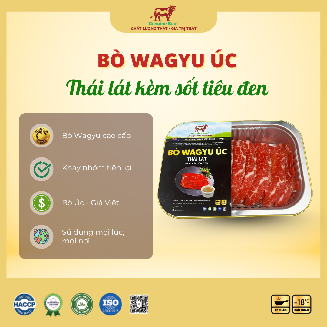  Bò Wagyu Úc Thái Lát Kèm Sốt Tiêu Đen 