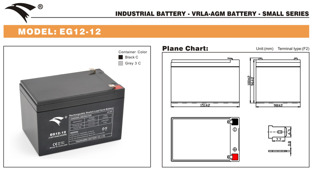 Bình ắc quy cho bộ lưu điện UPS EAGLE EG12-12 12V-12AH (HÀNG NGOẠI NHẬP)