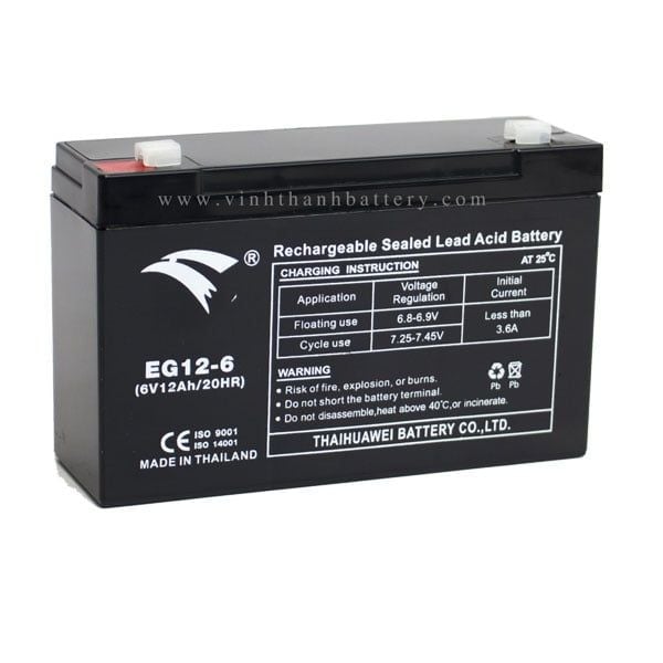 Bình ắc quy cho bộ lưu điện UPS EAGLE EG12-6 6V-12AH (HÀNG NGOẠI NHẬP)