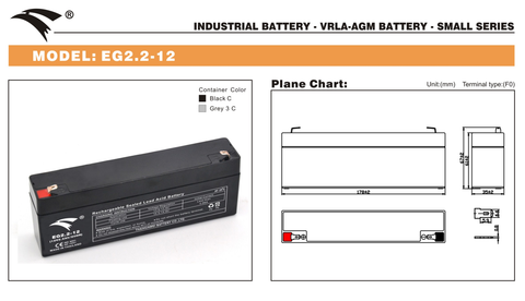 Bình ắc quy cho bộ lưu điện UPS EAGLE EG2.2-12  12V-2.2AH (HÀNG NGOẠI NHẬP)