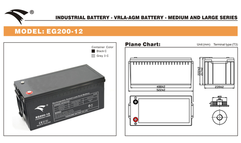 Bình ắc quy cho bộ lưu điện UPS EAGLE EG200-12 12V-200AH (HÀNG NGOẠI NHẬP)