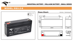 Bình ắc quy cho bộ lưu điện UPS EAGLE EG3.2-6  6V-3.2AH (HÀNG NGOẠI NHẬP)