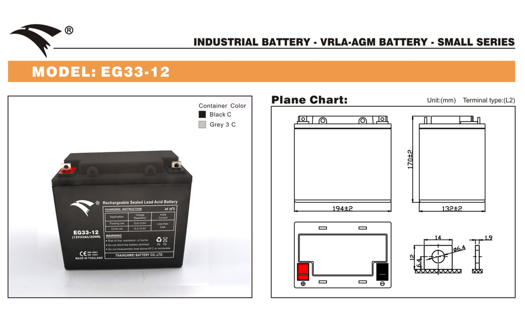 Bình ắc quy cho bộ lưu điện UPS EAGLE EG33-12 12V-33AH (HÀNG NGOẠI NHẬP)