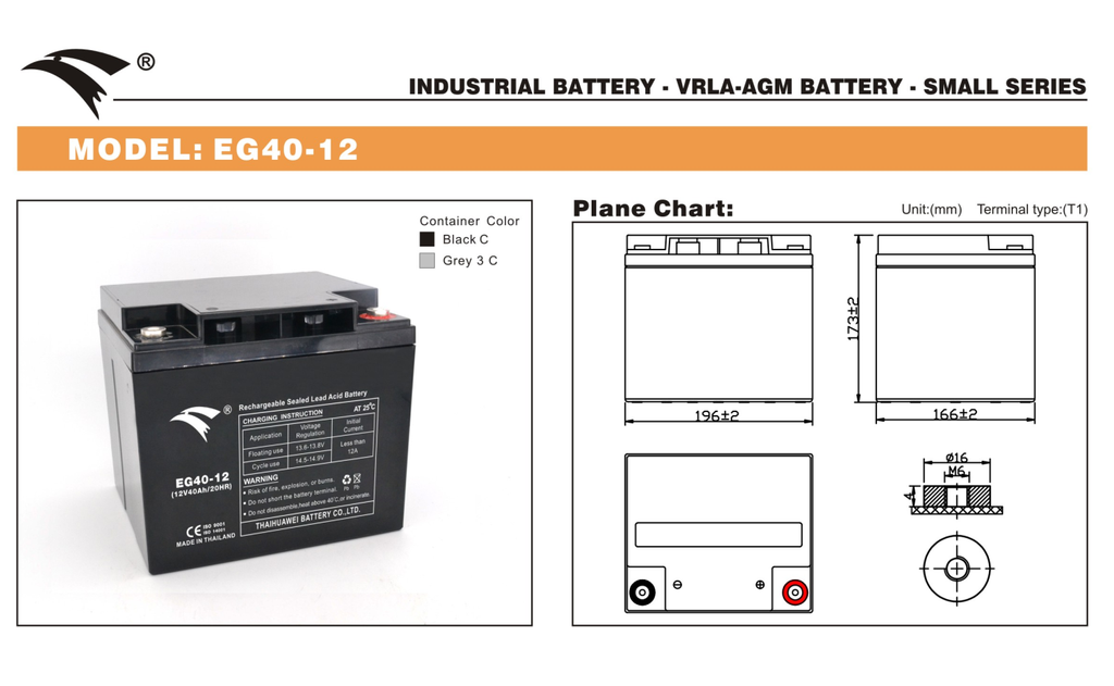 Bình ắc quy cho bộ lưu điện UPS EAGLE EG40-12 12V-40AH (HÀNG NGOẠI NHẬP)