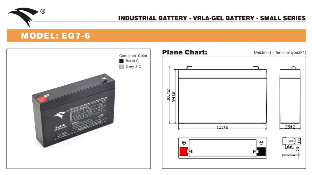 Bình ắc quy cho bộ lưu điện UPS EAGLE EG7-6 6V 7AH (HÀNG NGOẠI NHẬP)