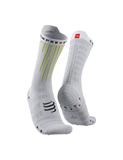  Tất thể thao Compressport - Aero Socks - WHITE/SAFE YELLOW/NEO PINK 