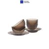 Bộ bàn ăn 9 món D8009BC Duralex - Beau Rivage nâu khói Sepia Thủy tinh cường lực cao cấp Pháp