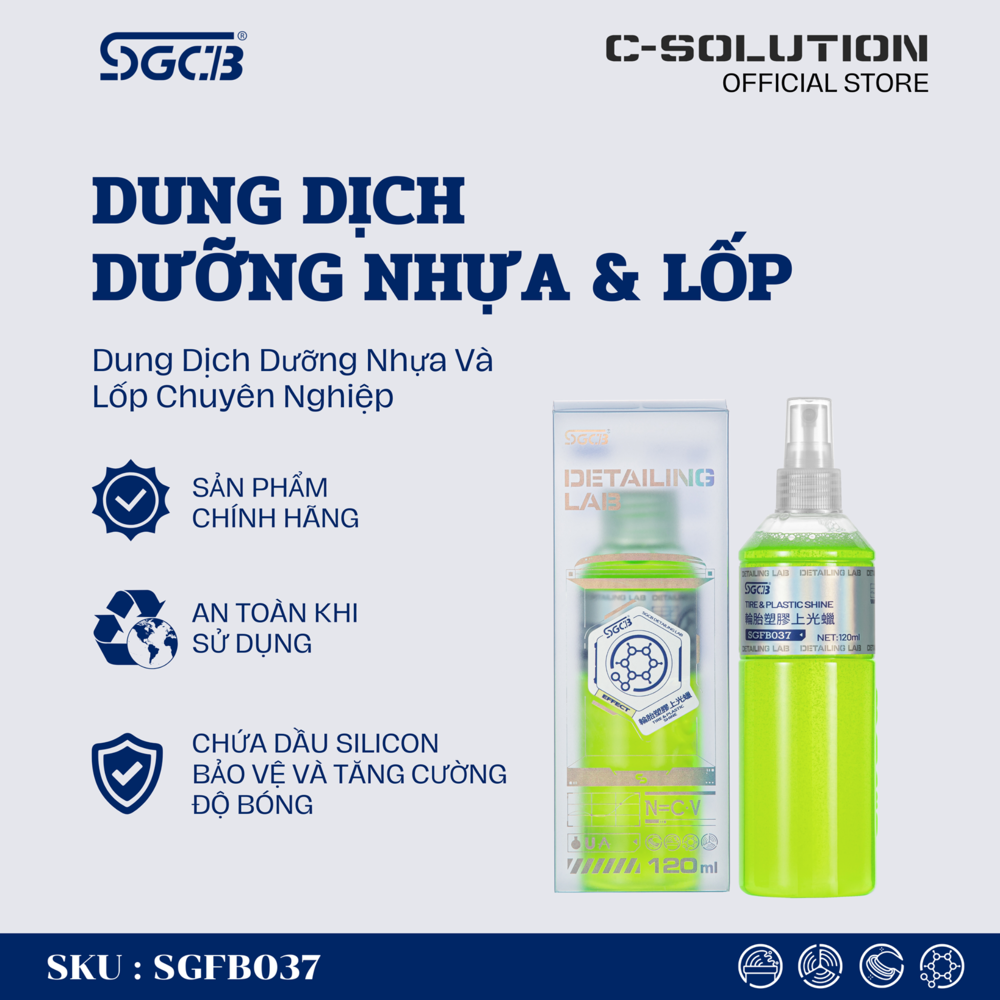  DUNG DỊCH DƯỠNG NHỰA, DƯỠNG LỐP 120ML - SGFB037 
