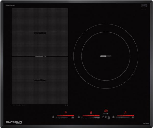 Bếp từ Eurosun EU-T906G Âm tủ 3 vùng nấu kính Schott Ceran Inverter