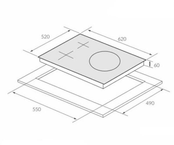 Bếp từ Eurosun EU-T906G Âm tủ 3 vùng nấu kính Schott Ceran Inverter