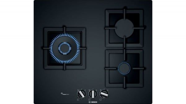 Bếp gas Bosch PPC6A6B20 3 vùng nấu thép không gỉ 8000W Đầu đốt Wok úm xoay