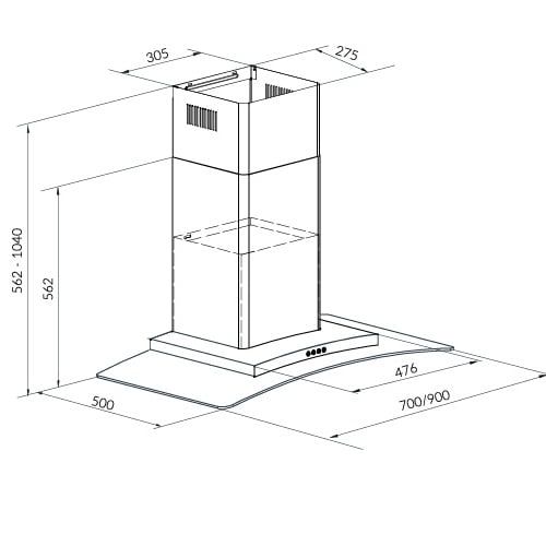 Máy hút mùi Eurosun EH-90AF81S áp tường 3 tốc độ