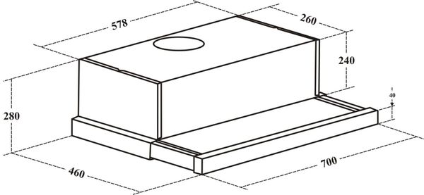 Máy hút mùi Eurosun EH-70AF86W âm tủ 3 tốc độ