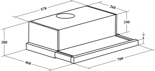 Máy hút mùi Eurosun EH-70AF86B âm tủ 3 tốc độ