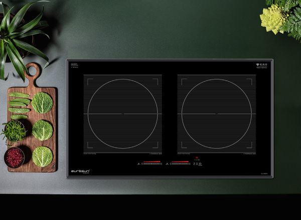 Bếp từ Eurosun EU-T897G kính Schott Ceran 2 vùng nấu Inverter