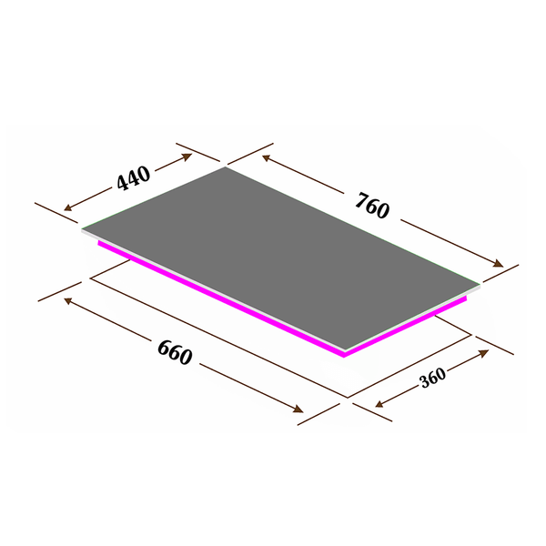 Bếp gas âm Eurosun EU-GA278 mặt kính cường lực chịu nhiệt dày 8mm vát cạnh mâm chia lửa bằng đồng 100% Italy Design