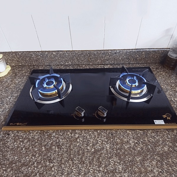 Bếp gas âm Eurosun EU-GA279 mặt kính cường lực chịu nhiệt dày 8mm vát cạnh họng bếp sử dụng đồng 100%