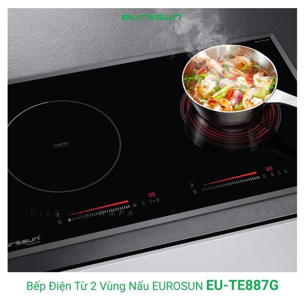 Bếp điện từ Eurosun EU-TE887G kính Schott Ceran 2 vùng nấu Inverter 9 công suất