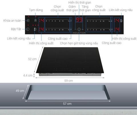 Bếp từ 4 vùng nấu lắp âm Electrolux EIV644