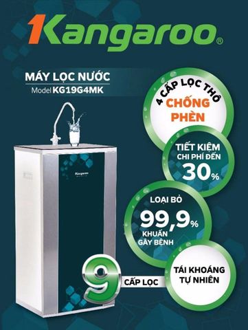 Máy lọc nước Kangaroo 9 lõi vỏ tủ VTU KG19G4MK