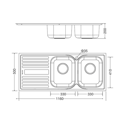 Chậu rửa inox Malloca MS-1025LNEW thép không rỉ 304