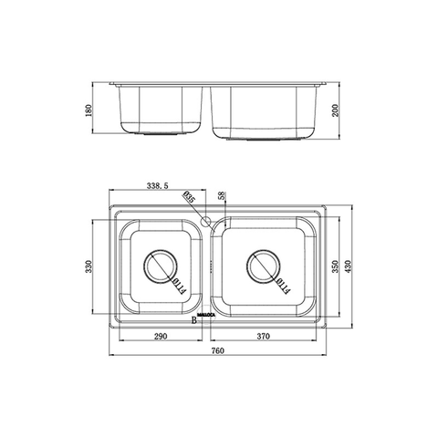 Chậu rửa inox Malloca MS-2076E thép không rỉ 304