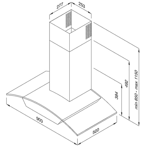 Máy hút mùi áp tường Malloca SIGMA-K820T kính cong cảm ứng 4 tốc độ