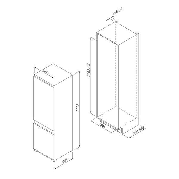 Tủ Lạnh Âm Tủ Malloca MF-246EBI 2 Cánh 246 Lít