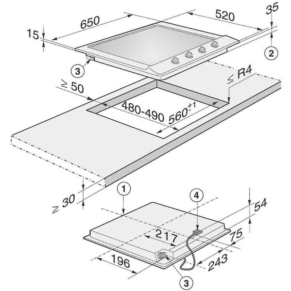 Bếp gas Miele KM2010G Thép không gỉ GasStop 5 vùng nấu