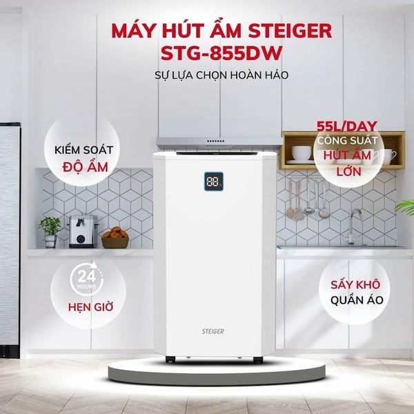 Máy hút ẩm Steiger STG-855DW 55L 100m2