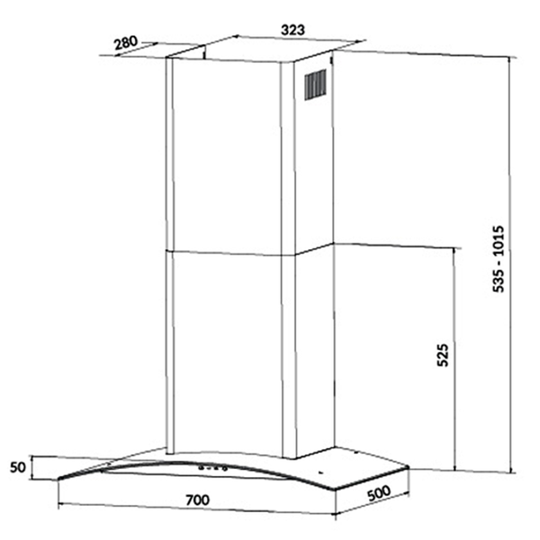 Máy hút mùi Eurosun EH-70K21B 3 tốc độ hút Công suất hút 1000 m3/h Công suất động cơ Inverter DC 90W