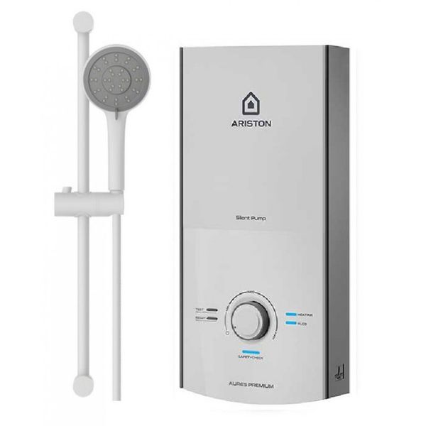 Bình nóng lạnh Ariston AURES PREMIUM 4.5P IVORY có bơm 5 chế độ Residual Heat Cảm biến lưu lượng nước ổn định nhiệt kép