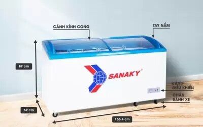 Tủ đông mặt kính cong Sanaky VH-682K 680 lít