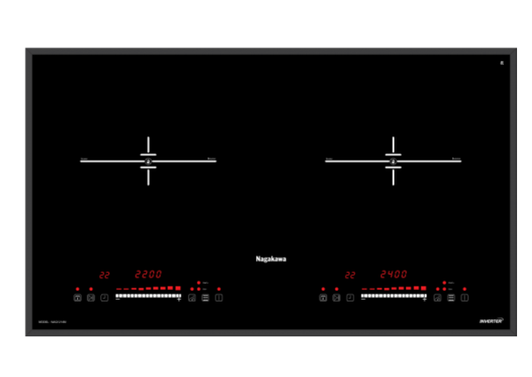 Bếp điện từ Nagakawa NAG1214M âm tủ 2 vùng nấu Inverter chống trào