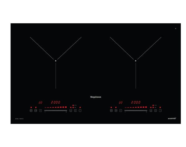 Bếp điện từ đôi Nagakawa NDI9192 âm tủ kính Kanger 2 vùng nấu