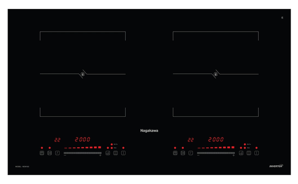 Bếp điện từ Nagakawa NAG1202M âm tủ 2 vùng nấu chống trào