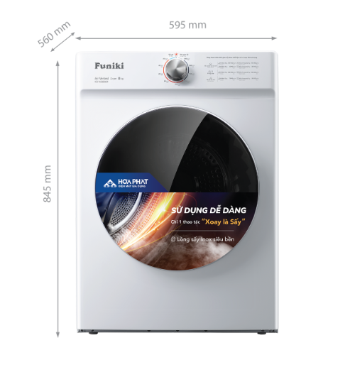 Máy sấy Funiki 8 kg HD-V680AW dòng thông hơi
