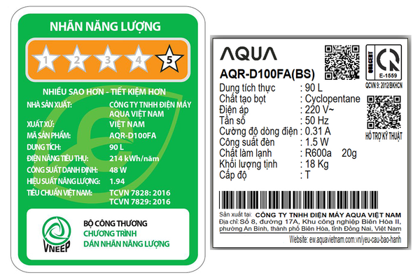 Tủ lạnh Aqua 90 lít D100FA(BS)