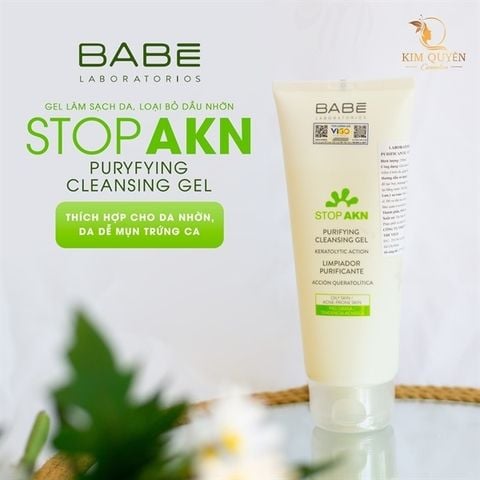 BABE_Sữa Rửa Mặt Cho Da Dầu Mụn Stop AKN Purifying Cleansing Gel 200ml