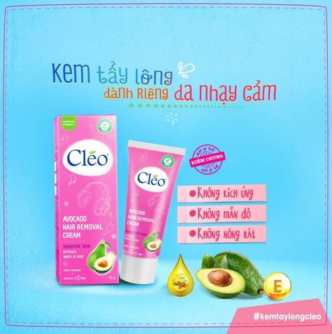 CLEO_Tẩy Lông Trái Bơ Da Nhạy Cảm (Hồng) 50g