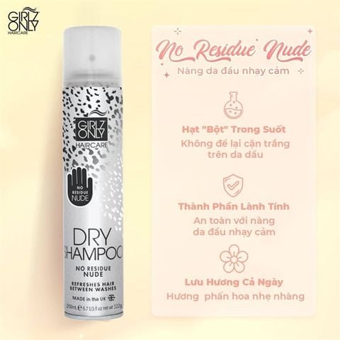GIRLZ ONLY_Dầu Gội Khô No Residue Nude 200ml